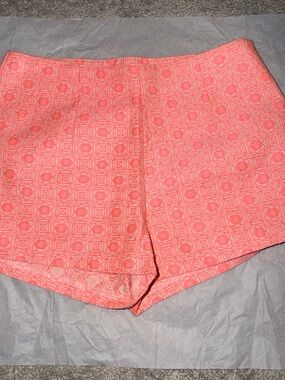 Love Riche Coral Pink High Waist Patterned Shorts